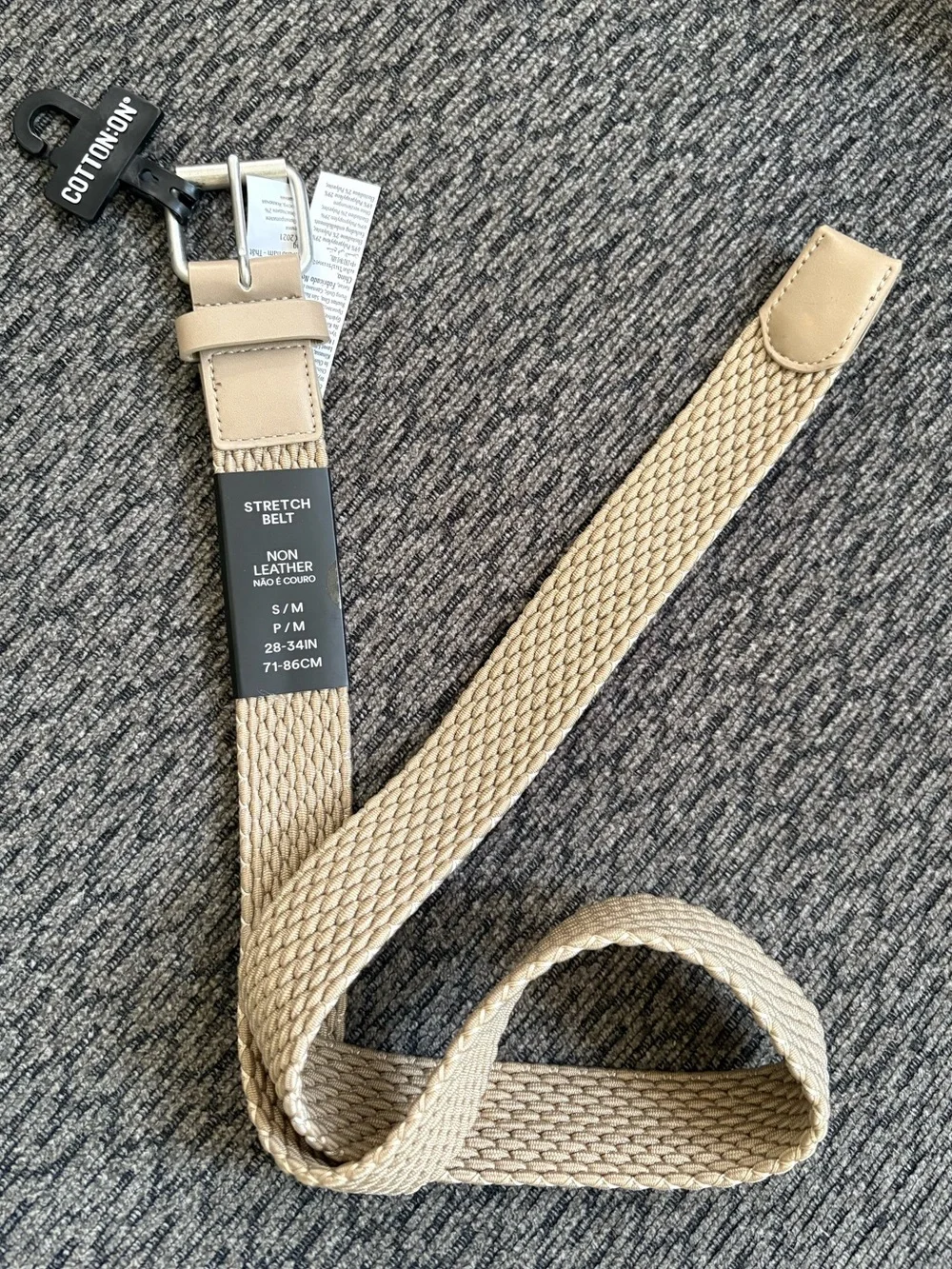 NWT Cotton On Hampton Plait Stretch Belt in Stone Women’s Small/Medium
